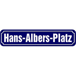 Schild Straße Hamburg "Hans-Albers-Platz" 46 x 10 cm blau