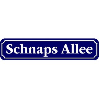 Schild Spruch "Schnaps Allee" 46 x 10 cm blau