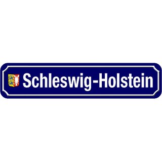 Schild Bundesland "Schleswig-Holstein" 46 x 10 cm blau mit Wappen