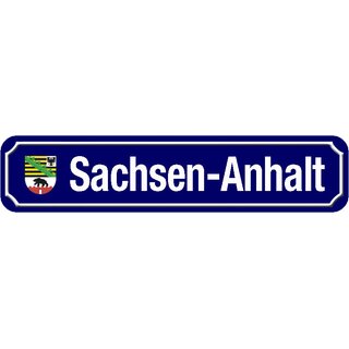 Schild Bundesland "Sachsen-Anhalt" 46 x 10 cm blau mit Wappen