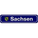 Schild Bundesland "Sachsen" 46 x 10 cm blau mit...