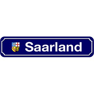 Schild Bundesland "Saarland" 46 x 10 cm blau mit Wappen