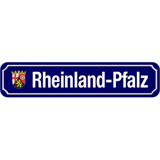 Schild Bundesland "Rheinland-Pfalz" 46 x 10 cm blau mit Wappen
