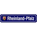 Schild Bundesland Rheinland-Pfalz 46 x 10 cm blau mit Wappen