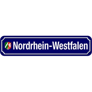 Schild Bundesland "Nordrhein-Westfalen" 46 x 10 cm blau mit Wappen