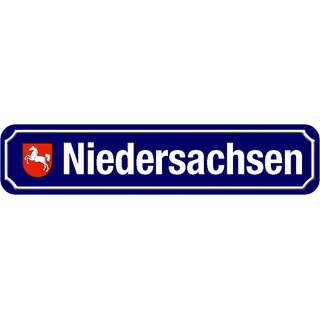 Schild Bundesland "Niedersachsen" 46 x 10 cm blau mit Wappen