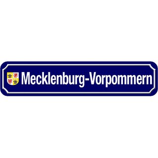 Schild Bundesland "Mecklenburg-Vorpommern" 46 x 10 cm blau mit Wappen