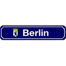 Schild Stadt "Berlin" 46 x 10 cm blau mit Wappen