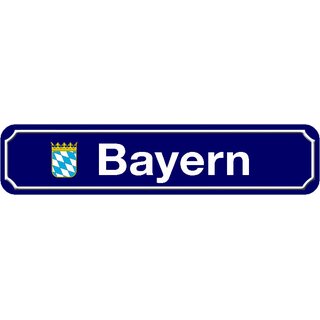 Schild Bundesland "Bayern" 46 x 10 cm blau mit Wappen