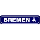 Schild Stadt "Bremen" 46 x 10 cm blau mit...