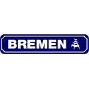 Schild Stadt "Bremen" 46 x 10 cm blau mit...