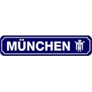 Schild Stadt "München" 46 x 10 cm blau mit...