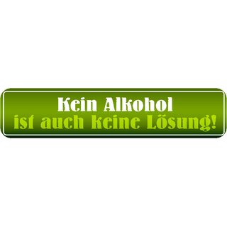 Schild Spruch "Kein Alkohol ist auch keine Lösung!" 46 x 10 cm grün