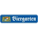 Schild Spruch "Biergarten" 46 x 10 cm blau mit...
