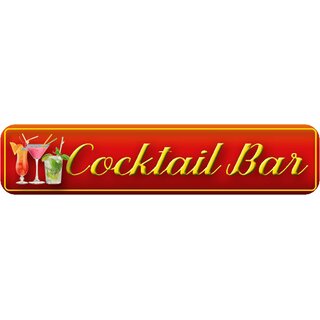 Schild Spruch "Cocktail Bar" 46 x 10 cm rot mit Gläsern