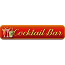 Schild Spruch Cocktail Bar 46 x 10 cm rot mit Gläsern