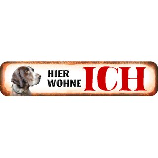 Schild Spruch "Hier wohne ich" Jagdhund 46 x 10 cm