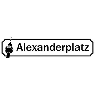 Schild Spruch "Alexanderplatz" 46 x 10 cm weiß