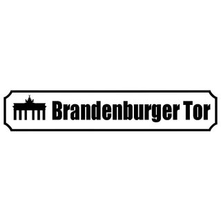 Schild Spruch "Brandenburger Tor" 46 x 10 cm weiß