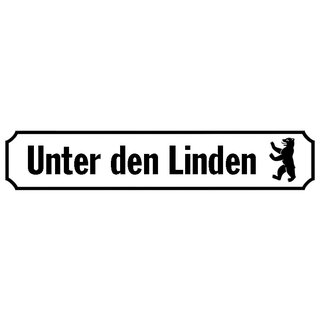 Schild Spruch "Unter den Linden" 46 x 10 cm weiß mit Bär