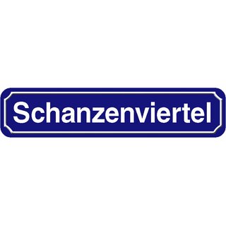 Schild "Schanzenviertel" 46 x 10 cm blau Straße Hamburg