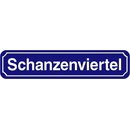 Schild "Schanzenviertel" 46 x 10 cm blau...