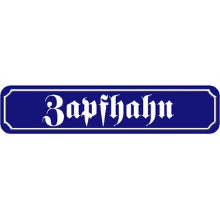 Schild Spruch "Zapfhahn" 46 x 10 cm blau