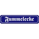 Schild Spruch "Fummelecke" 46 x 10 cm blau