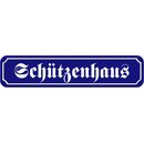 Schild Spruch "Schützenhaus" 46 x 10 cm blau