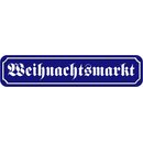 Schild Spruch "Weihnachtsmarkt" 46 x 10 cm blau