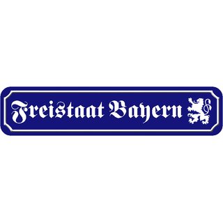 Schild Bundesland "Freistaat Bayern" 46 x 10 cm blau mit Löwe