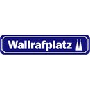 Schild "Wallrafplatz" 46 x 10 cm blau mit...