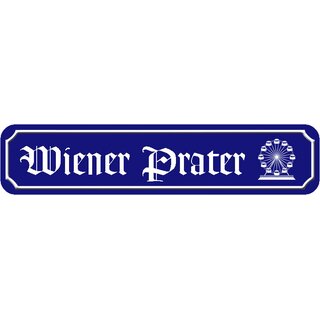 Schild "Wiener Prater" 46 x 10 cm blau mit Riesenrad
