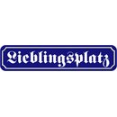 Schild Spruch "Lieblingsplatz" 46 x 10 cm blau