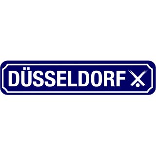 Schild Stadt "Düsseldorf" 46 x 10 cm blau