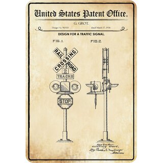 Schild Motiv "Design for a traffic signal, Verkehrszeichen Eisenbahn" 20 x 30 cm 