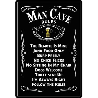 Schild Spruch "Man Cave Rules" 20 x 30 cm  Männerregeln