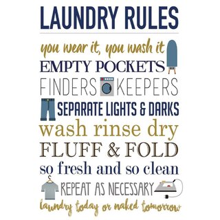 Schild Spruch "Laundry Rules" 20 x 30 cm  Wäscheregeln