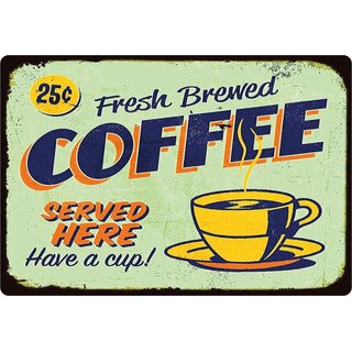 Schild Spruch "Fresh Brewed Coffee" 30 x 20 cm  Kaffeeschild