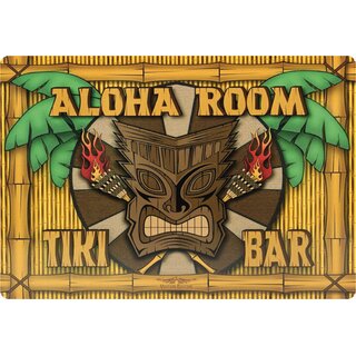 Schild Spruch "Aloha Room Tiki Bar" 30 x 20 cm 