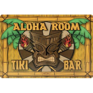 Schild Spruch "Aloha Room Tiki Bar" 30 x 20 cm