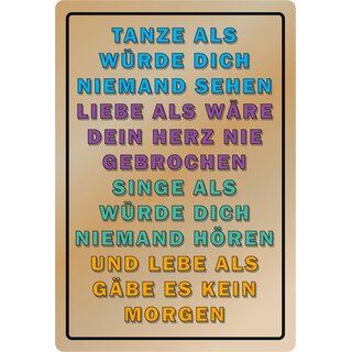 Schild Spruch "Tanze, Liebe, Singe und Lebe" 20 x 30 cm 