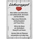 Schild Spruch "Liebesrezept" 20 x 30 cm 