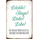 Schild Spruch Lächle Singe Liebe Lebe 20 x 30 cm 