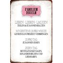 Schild Spruch "Familienregeln" 20 x 30 cm