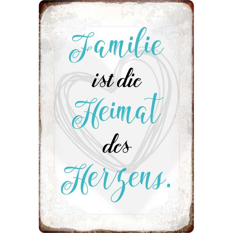 Schild Spruch "Familie ist die Heimat des Herzens" 20 x 30 cm, 9,49