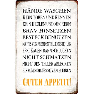 Schild Spruch "Hände waschen, Guten Appetit" 20 x 30 cm