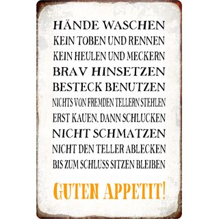 Schild Spruch "Hände waschen, Guten Appetit" 20 x 30 cm 