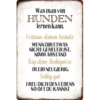 Schild Spruch "Was man von Hunden lernen kann" 20 x 30 cm