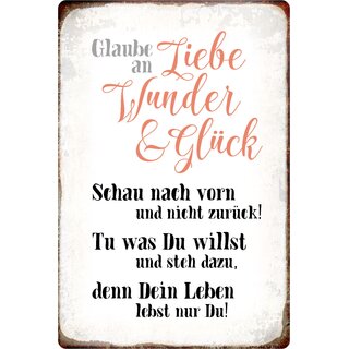 Schild Spruch "Glaube an Liebe Wunder und Glück" 20 x 30 cm 